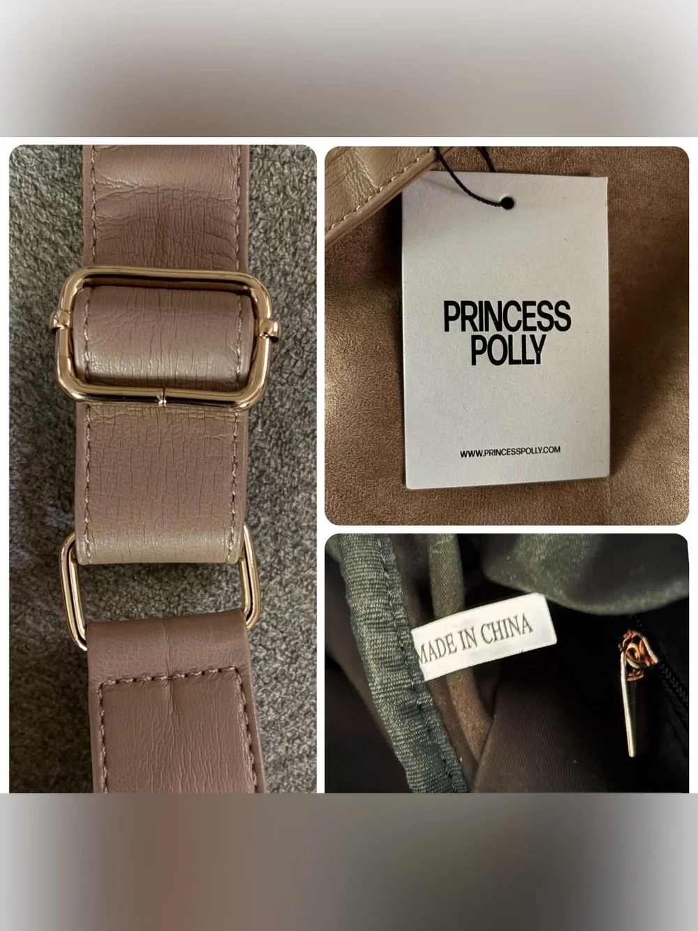 Princess Polly taupe faux suede crescent bag
